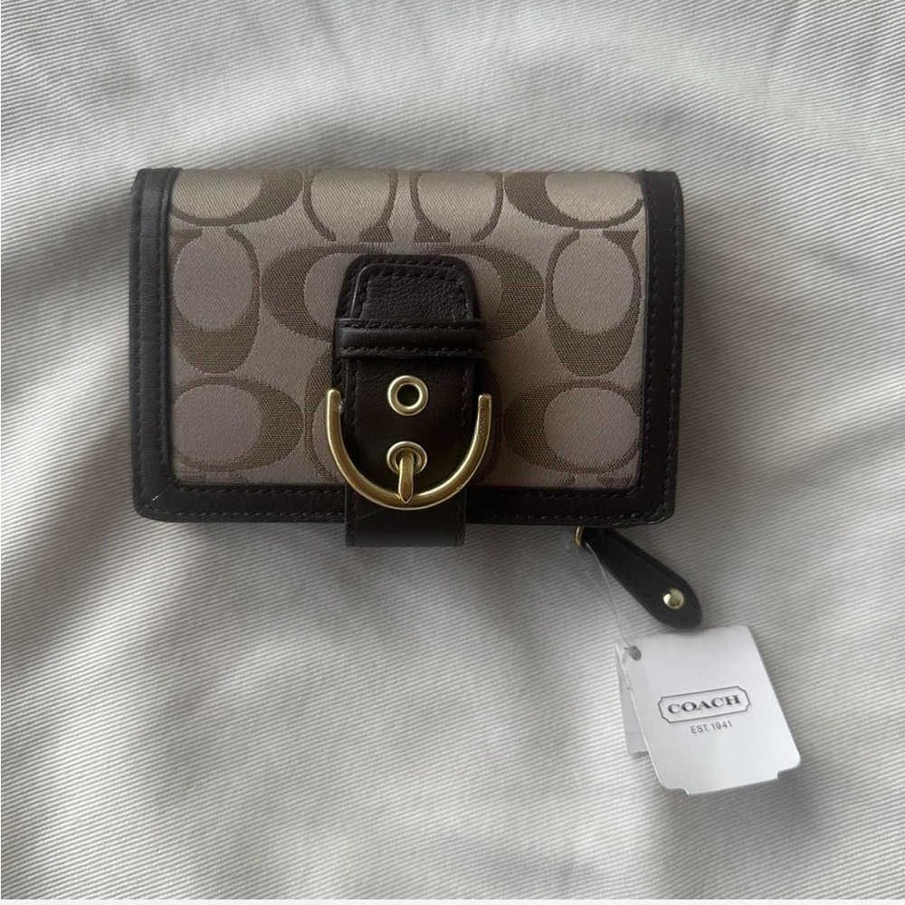 Vintage Coach brown monogram leather wallet with gold hardware - NWT, Y2K